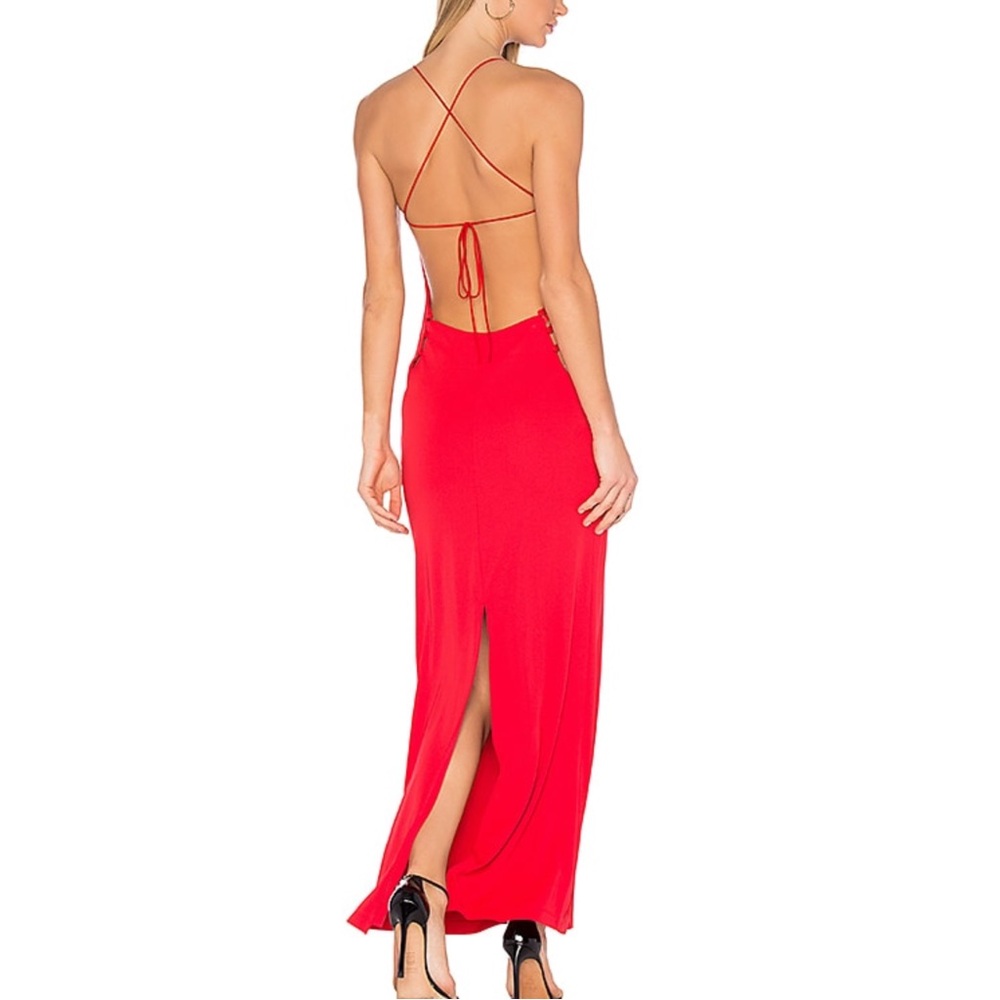 NBD Red Backless Strappy Maxi Dress Size M
